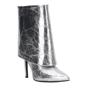 INC Women's Sabeel Stiletto Heel Cuff Mid Calf Boots Silver Size 6 1/2 M